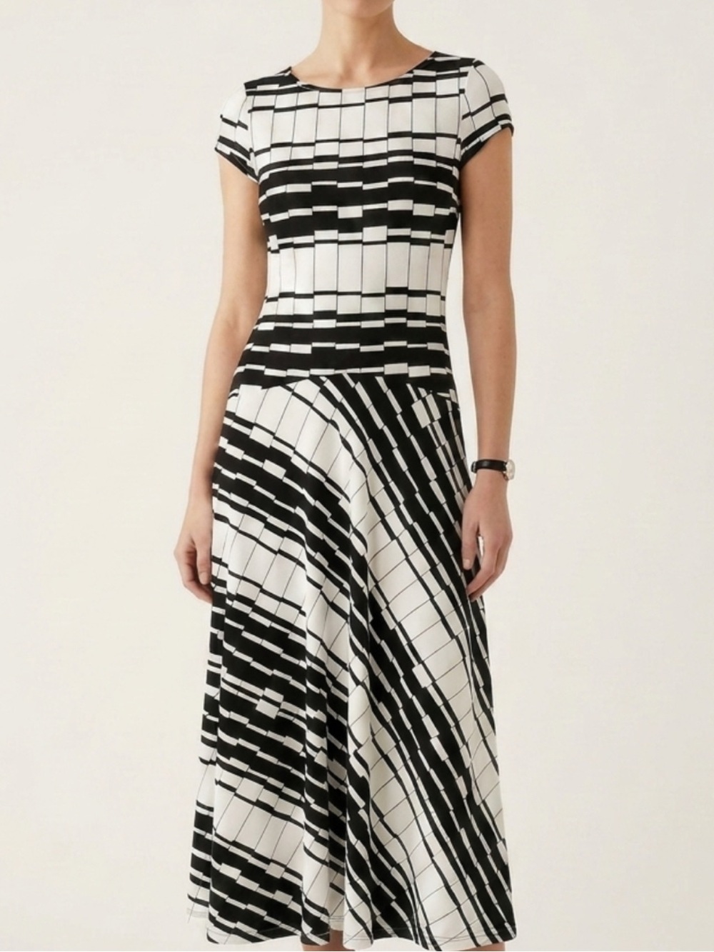 NWT Autograph M&S Black White Geometric Maxi Dress UK 10 US 6